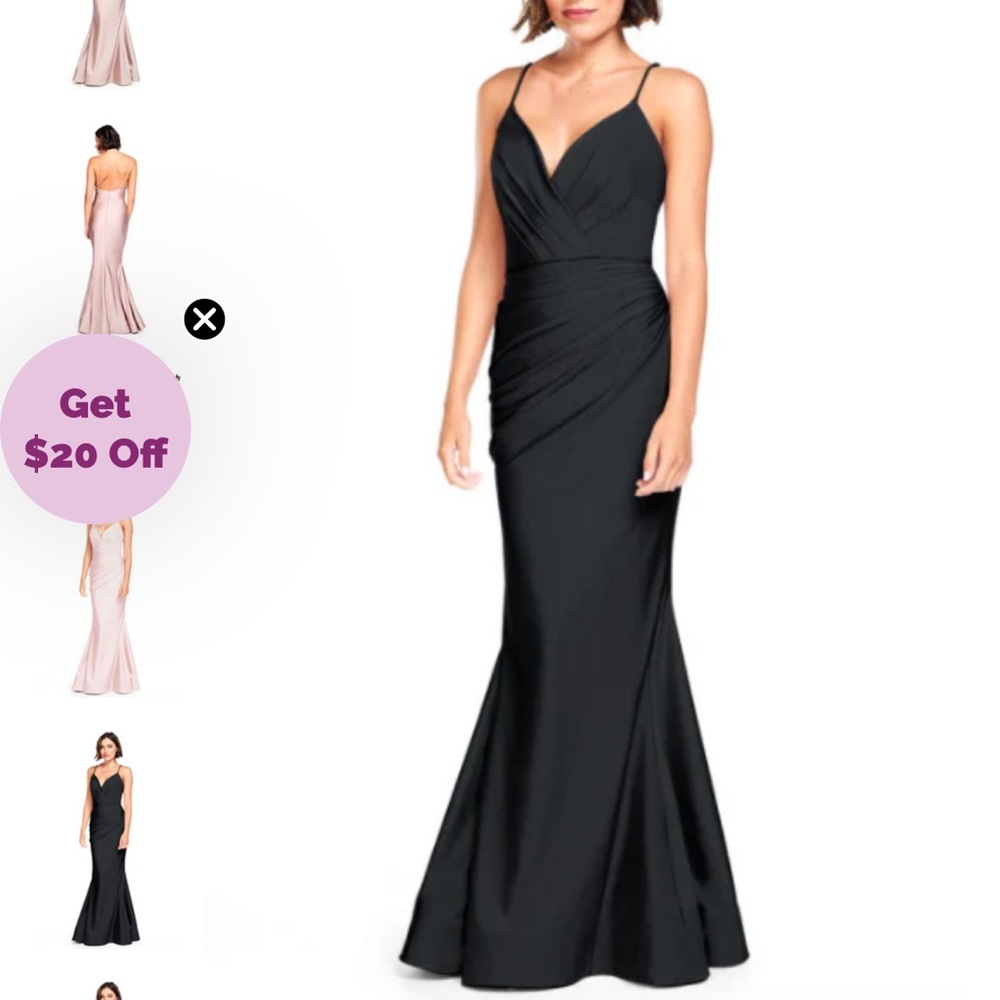 Bari Jay Black Spaghetti Strap Sleeveless Gown